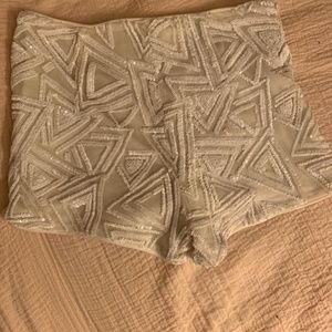 Forever21 White Sequin Geometric Shorts Size XS